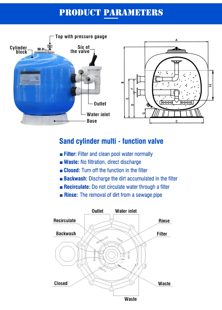 Water Filtration System Swimming SPA Pool Side-Mount Valve Sand Filter