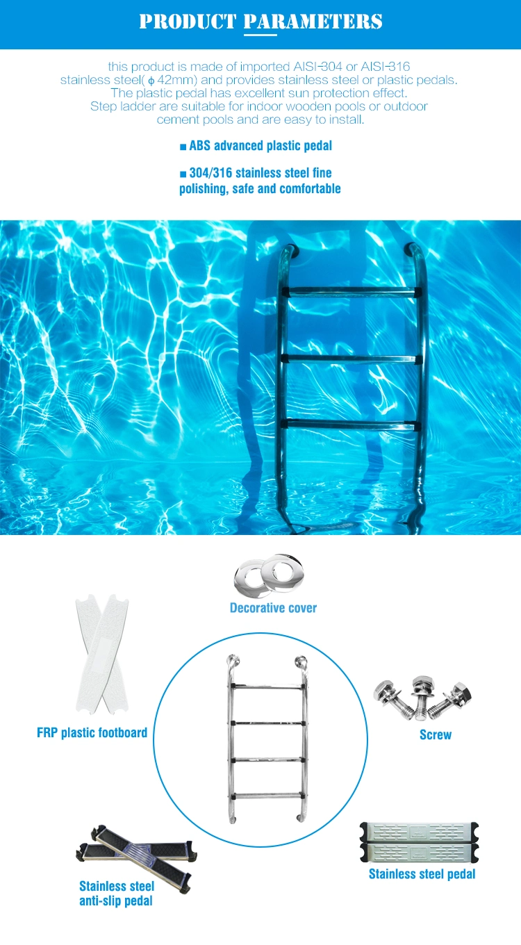 Guangzhou Supplier Plastic or Stainless Steel Pedal Swimming Pool Ladder